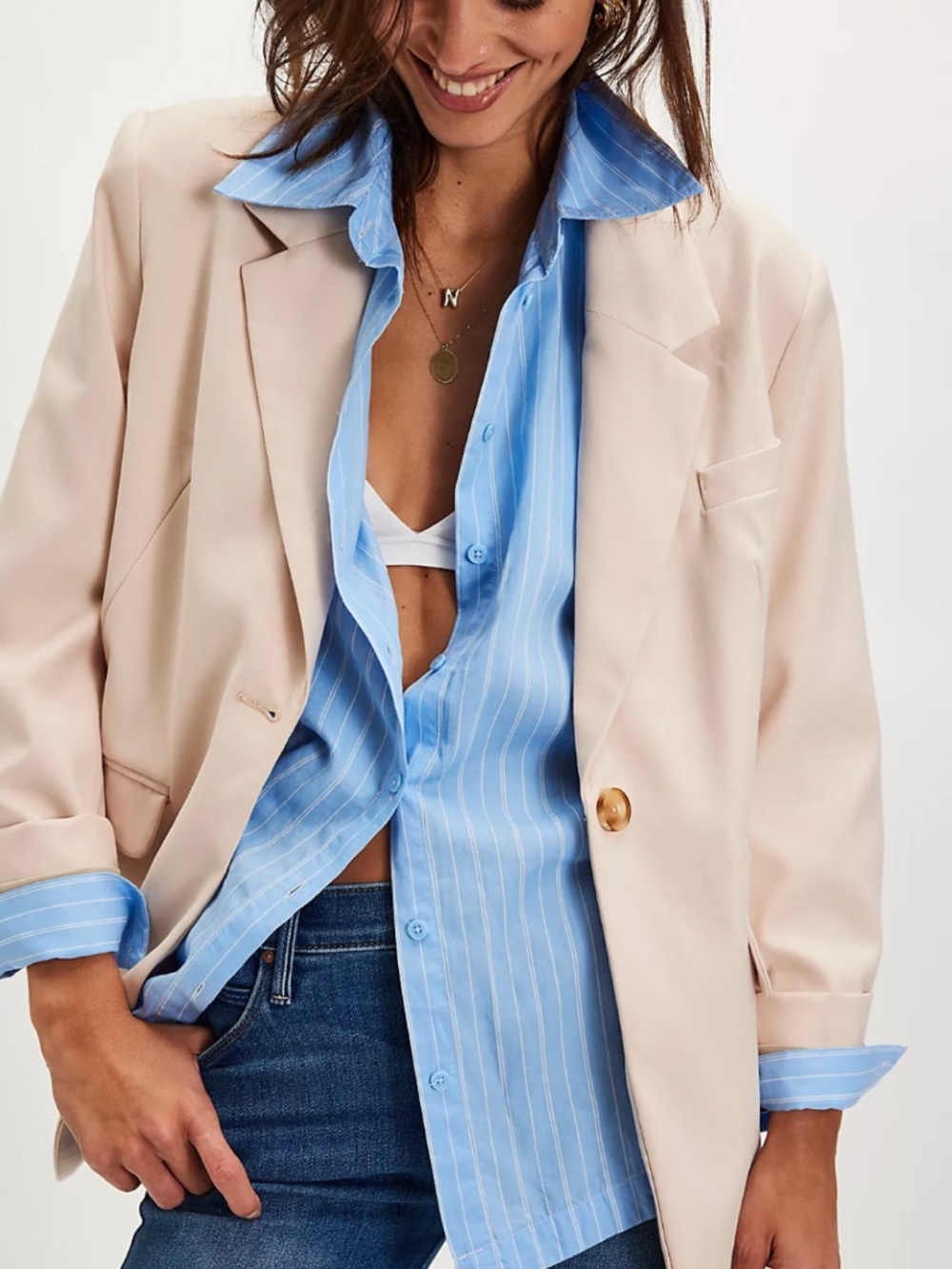Free people paper cut oversize blazer